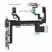 Johncase Power On/Off Volume Buttons Silent Switch Vibration Button Microphone LED Flash Module Cam Flex Cable W/Brackets Preinstalled Replacement Part Compatible for iPhone 5s (All Carriers)
