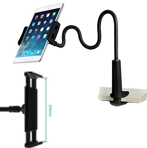 GVEFIVME Gooseneck Tablet Holder, Universal Tablet Stand : 360 Flexible Lazy Arm Holder Clamp Mount Bracket Bed for 4.7~10.5" Pad Air Pro mini,Tablet, Phone, more Devices (Black)