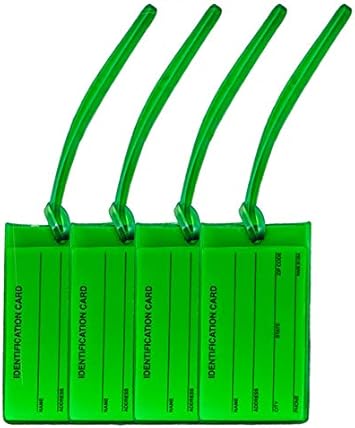 green luggage tags