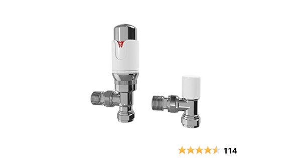 Soak Válvula termostática blanca en ángulo para radiador ...