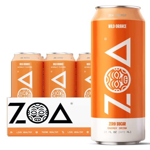 ZOA Zero Sugar Energy Drinks Healthy Energy Formula with Vitamins