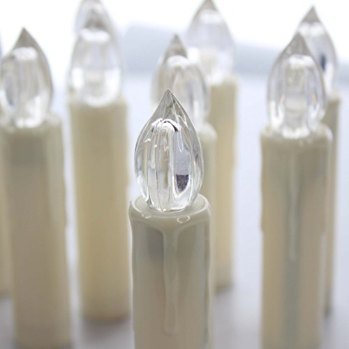 TBW Battery Powered Remote Control LED Christmas Tree Taper Candles with Remote and Removable Clips for Weddings, Vigil and Menorah (4'', Ivory),Pack of 10