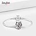 SOUFEEL Cat Charms 925 Sterling Silver Pink Swarovski Animal Talisman Bead Charm for Bracelets Women Gift