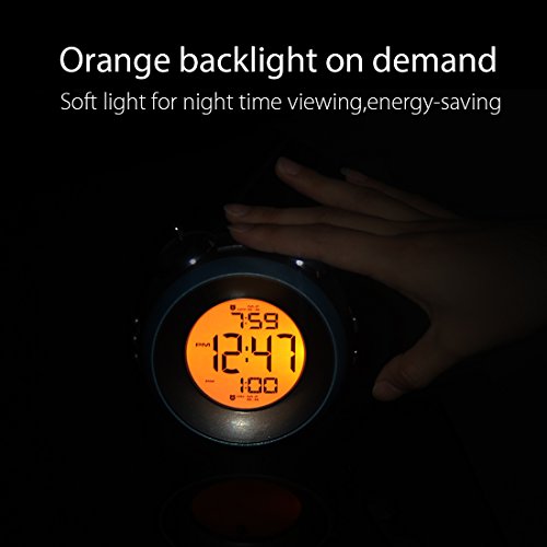 REACHER Twin Bell Alarm Clock with Dual Alarm, Optional Weekday Alarm, Snooze, Backlight, Battery Operated