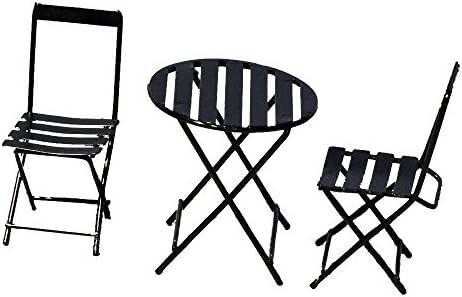 Provence BF2791 Iron Mini Fairy Garden Table &amp; Chair (Set of 3), Black
