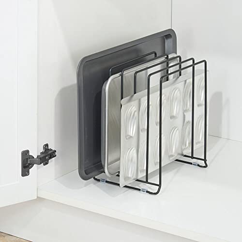mDesign XLarge Steel Storage Tray Organizer Rack for Kitchen