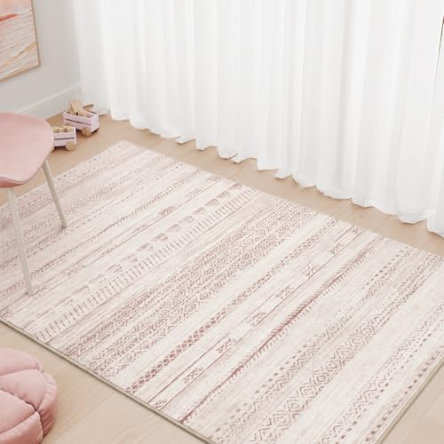 Pink Moroccan Boho Area Rug