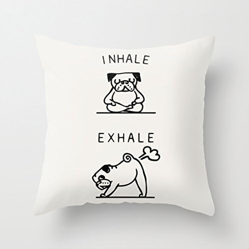 AHArtSaleStore O10L Inhale Exhale Pug White Decoration Pillow Case Cushion Cover 18 inch