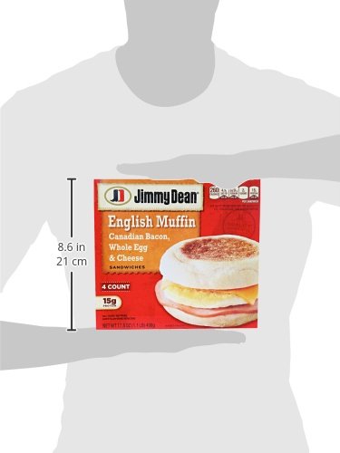 Jimmy Dean, Canadian Bacon, Whole Cracked Egg & Cheese English Muffin Sandwiches, 4 Count (Frozen)