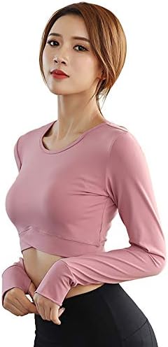 青空販売 レディース へそ出し トップス 長袖 Tシャツ クロップトップ ショート丈 ミニ スポーツ ヨガウェア 春 夏