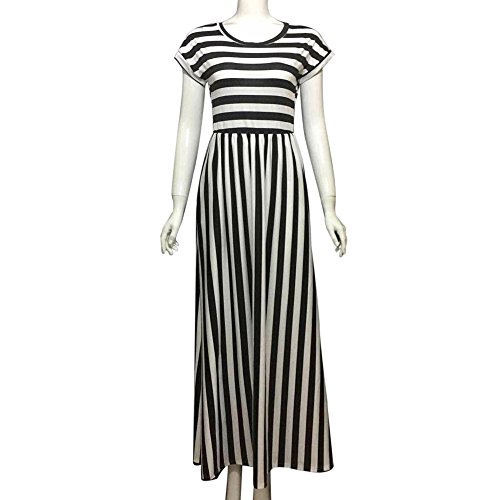 image for Emimarol Women Dress Short Sleeve Dress Striped Full Length Dress Boho