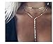 Geerier Exquisite Thin Layered Sequins Coin Choker Necklace Long Chain Pendant Necklace