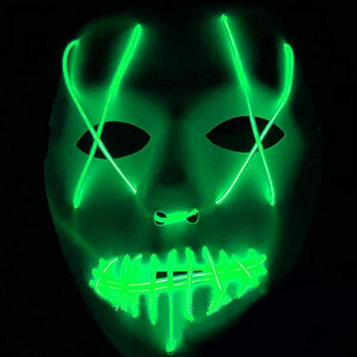 CLLWWP mask Horror Wire Fluorescent Party Mask Multi-Colors Handmade custom led Glittering Face Glow Mask For Halloween Christmas Party-China-Neon Green