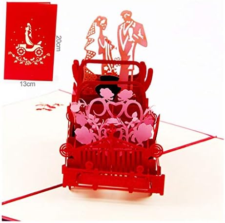 ZHOUBIN Hand Made Paper Carving 3D Card Romantic Wedding car Valentine's Day Wedding Greeting Card 4 Sheets Set