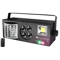 [2019 UPGRADED]Stage Lights, 4 in 1 Mixed Sound Effect Strobe RGBW LED Disco lights with Remote and DMX Controlled for DJ Club Home Party KTV Xmas(Black)