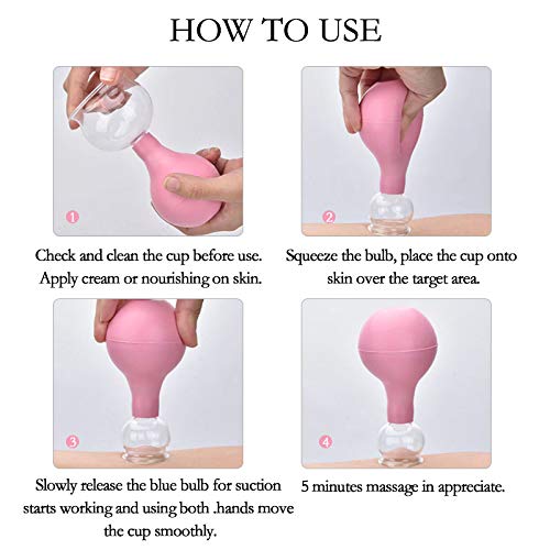 SETROVIC 4 Pieces Glass Silicone Cupping Cups Set Massage Vacuum Suction Cupping Tools Anti Cellulite Lymphatic Therapy… - Image 3