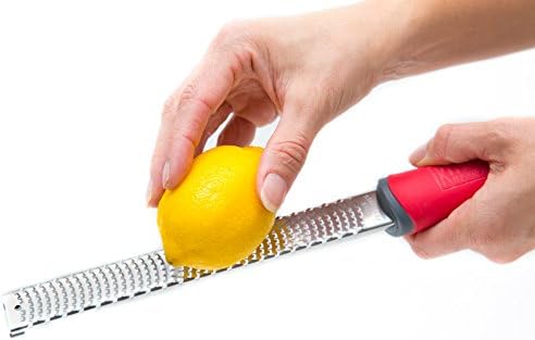 KitchenInstrument Brand Stainless Steel Zester with Red Handle and Brush