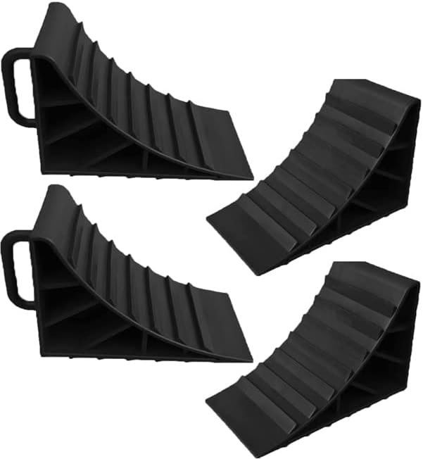 HowseHold Wheel Chocks Set of 4 Black With Handles 15x10x8.5cm