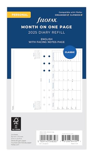 Personal Month per page English horizontal 2025