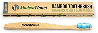 Natural Bamboo Toothbrushes by ModestPlanet™ | Individual | BPA-Free| Medium Bristles| Sustainable Material| Ergonomic & Easy Grip Design| Natural Alternative to Plastic