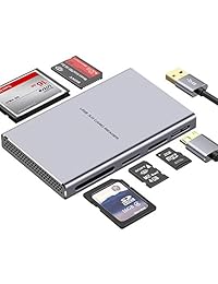SD Card Reader, GIKERSY 5 in 1 USB 3.0 Memory Card Reader Adapter 5Gbps Read 5 Cards Simultaneously for SDXC, SDHC, SD, Micro SDXC, Micro SD, Micro SDHC, M2, MS, CF and UHS-I Card (Grey)