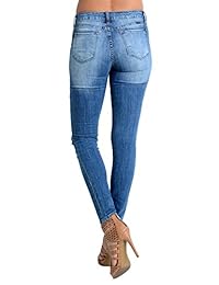 kan puede de la dama Mid Rise destruido Skinny Jeans kc6012