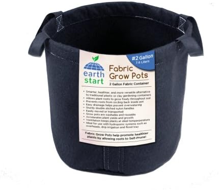 Earth Start 2 Gallon Fabric Grow Pots Soft Container, Black, Pack of 5