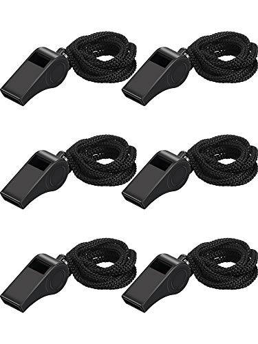 image for Mudder 6 Pack Plastic Sports Coach Whistles with Lanyard(6 Pack)