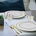 Stately Elegance Designs 200 Piece White and Gold Rimmed Plastic Plate Set – Includes 100 10
