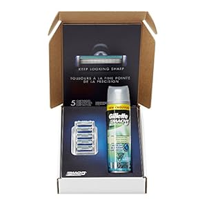 Image of Gillette Mach3 Turbo Men's Razor Blade Refills, 5 Cartridge, 1 Shave Gel