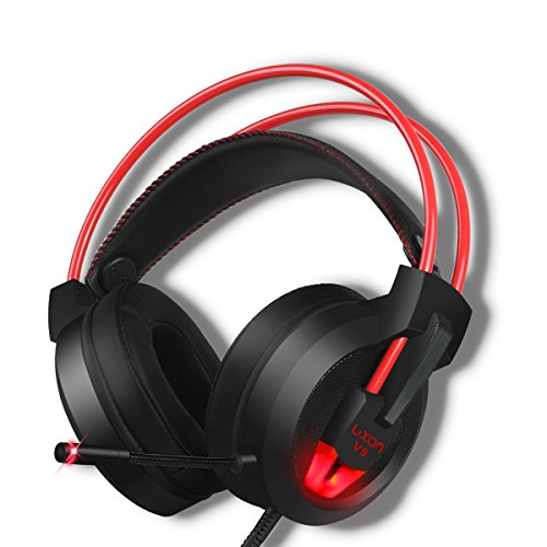 PC Gaming Headset with Mic Virtual 7.1 Surround Stereo Sound Headphone 50MM Loudhailer Gaming Headphones with LED Light Over Ear USB Headsets for PC / Mac / Laptop Gamer