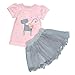 Weixinbuy Kids Girls Dresses Little Cat Printed Shirt + Tulle Skirt Clothing Set