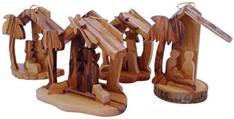 Cleanprince Nativity Nativity Adventskrippe Minikrippe Olive Approx. 70x70mm Handmade in Bethlehem in Holy Land Israel | Gift Box | with Eyelet to Hang Miniature