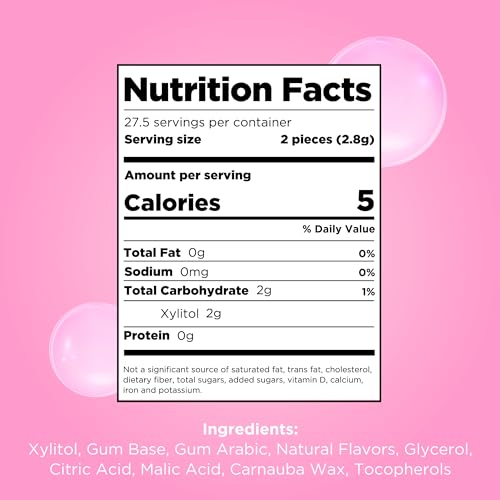PUR GUM | ASPARTAME FREE CHEWING GUM | 100% XYLITOL | NATURAL BUBBLEGUM FLAVORED GUM, 55 PIECES (PACK OF 3)