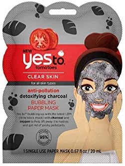 Yes ToTomatoes Anti-Pollution Detoxifying Charcoal Bubbling Paper Mask - Single Use | For All Skin Types | Charcoal and Oxygen To Help Rid Skin of Pesky Pollutants