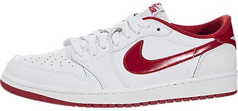 Nike Mens Air Jordan 1 Retro Low OG White/Varsity Red/White Basketball Shoe (10.5)