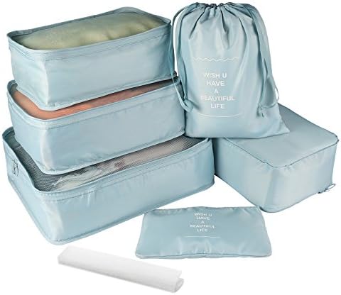 7pcs Packing Cubes,IEKA Travel Luggage Packing Organizers,Multi-functional Clothing Sorting Storage Bags Set for Travel