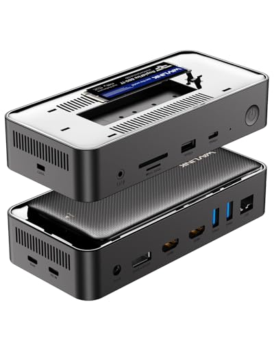 WAVLINK Triple Display Dock, 12-in-1 USB Docking Station with M.2 PCIe/SATA SSD Enclosure, 100W Power Delivery Charging Support, HDMI/DP 8K@30Hz, USB C/A, SD/TF and Gigabit for Windows and Mac OS