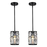 Modern Crystal Pendant Light Fixture 2-Pack Matte