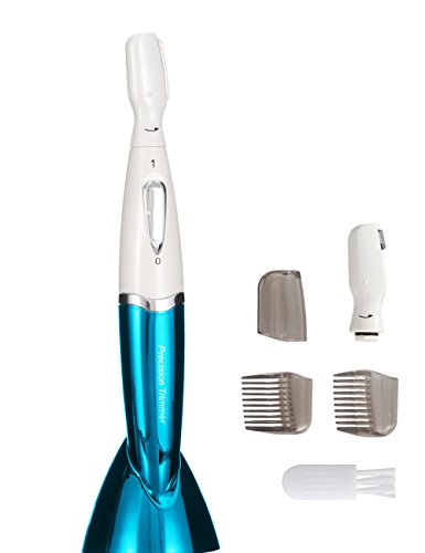 Women Shaver,Bikini Trimmer,Bienna[Wet Dry] [Waterproof] Electric Cordless Personal Lady Hair Razor Remover Shavers for Face Ear Nose Eyebrow Legs Armpit Body with Comb Head[Battery-Operated]-Blue
