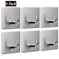 Self Adhesive Hooks, Removable 3M Wall Hooks, Meirenda Sticky Hangers, Heavy Duty Bathroom Towel Sticky Adhesive Wall Hooks Hanging Hooks for Office Home Robe Kitchen Keys Bags 6pack (Square 6 Pack)