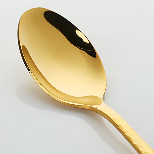 Buyer Star 5-Pieces Flatware Set, Gold Silverware Utensils Stainless Steel Reusable Wedding Dinnerware Cutlery Set, Dessert Spoon Teaspoon Table Knife and Fork - Thumbnail 6