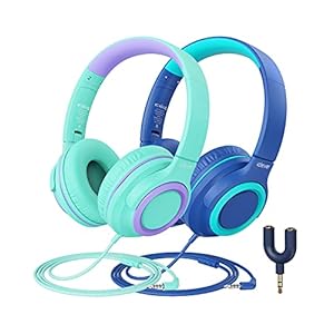 [2 Pack] iClever HS22 Kids Headphones with Microphone – 94dB Safe Volume Limited – Wired Headphones for Kids Teens with…