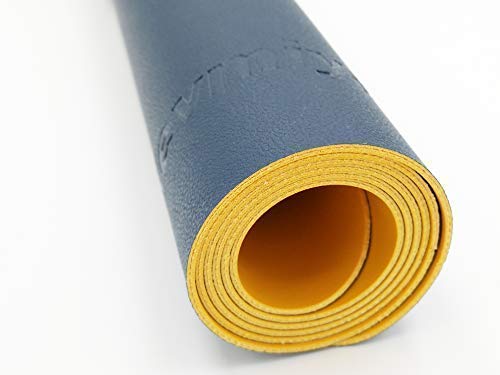 KEVMIYA Pad for Desk with Artificial Leather Material, 31.5X15.74X0.08in, Perfect mat for Home Desk and Office Table, Waterproof and Rectangular with Fillet, Double Sided (Blue+Yellow)