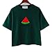 Uideazone Women Embroidery Watermelon Crop Top Green Short Sleeves T-shirt