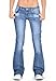 Cindy.H Women's Faded Flared Hipster Bootcut Stretch Jeans with Frayed Leg Ends