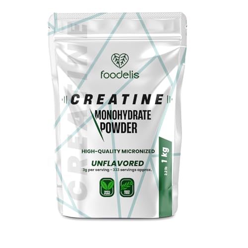 Creatin Pulver 1 kg – 100% Kreatin Monohydrat, mikronisiert – Ohne Zusätze – Gut löslich & geschmacklos – Mit Dosierlöffel – Vorrat für 333 Portionen