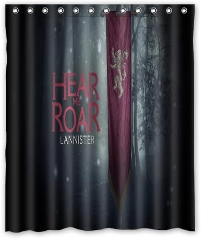Game Of Thrones House Lannister Shower Curtain Bathroom Waterproof Fabric set with 12 Hooks Decor 60x72 Inches