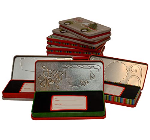 Christmas Gift Card Holders Tin Money Holder with Holiday Designs and Sayings, Rectangle Tins for Gift Giving Cash & Cards on Xmas (Set of 9)