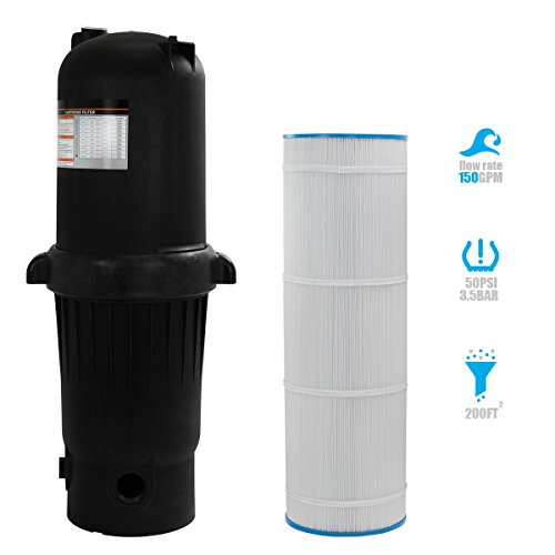 XtremepowerUS Deluxe 200 sq ft Pool Cartridge Filter In-Ground Swimming Pool and Spa Pool Filter System 200 Square Foot